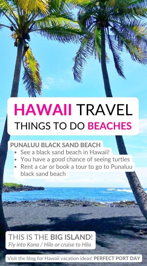 punaluu black sand beach. best hawaii beaches to see black sand beach on the big island