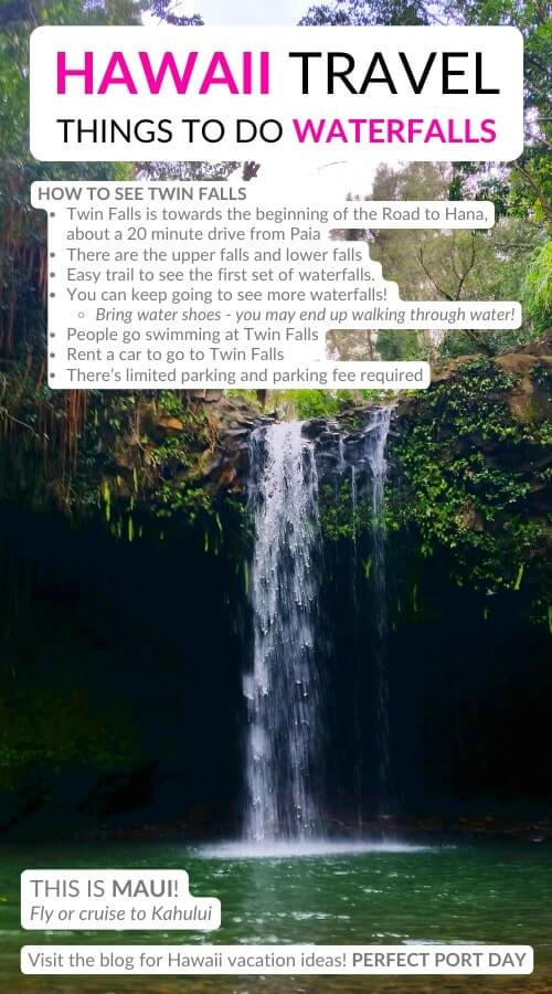 twin falls hike. upper falls. best hawaii waterfall hikes on maui