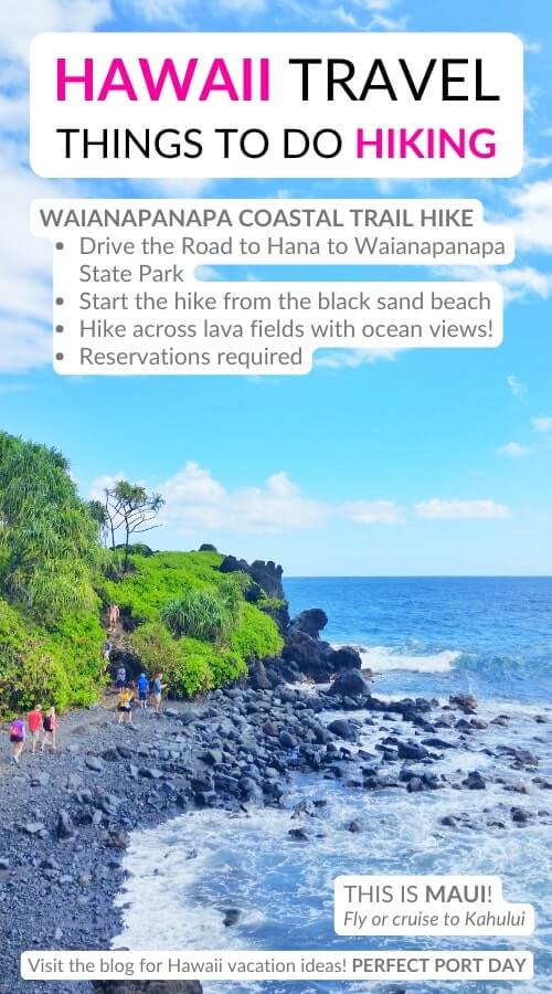 waianapanapa coastal trail from black sand beach. hawaii state park hiking trail. best hawaii hikes