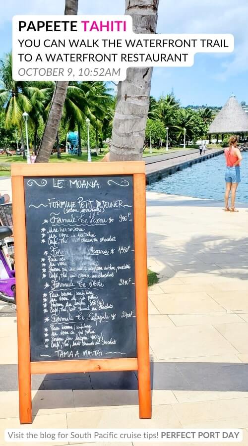 walking in papeete to waterfront restaurant: le moana